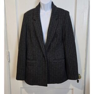 Old Navy Men's Blazer Lightweight Single Button Close Striped Tweed Size L Tall